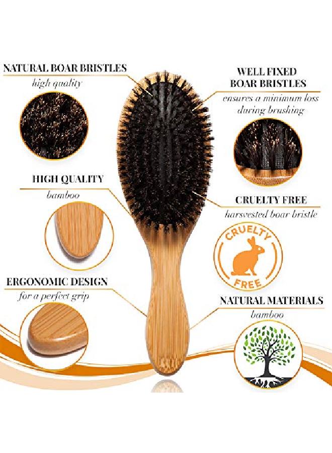 Belula 100% Boar Bristle Hair Brush For Men Set. Soft Hairbrush For Thin Normal And Short Hair. Boar Bristle Brush And Wooden Comb For Men. Free 2 X Palm Brush & Travel Bag Included. - Image 3