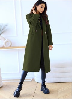Loquat New Women's Fashion Simple Long Sleeve Lapel Button Wool Overcoat  - Image 2