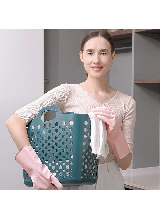 3 أزواج من القفازات المنزلية الملونة مع بطانة قطنية وقبضة غير قابلة للانزلاق، قفازات مطاطية مقاومة للماء وقابلة لإعادة الاستخدام لغسل الأطباق لتنظيف المطبخ والحمام، متوسطة الحجم - Image 3