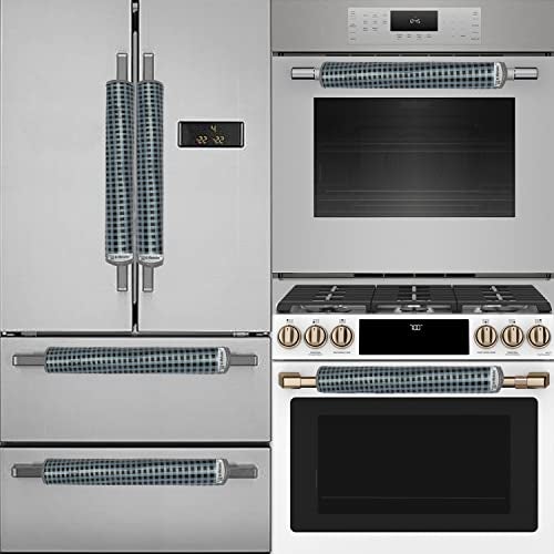 E-Retailer® Waterproof PVC 3-Layered Fridge Handle Cover Set of 2Pcs. For Refrigerator and Microwave oven (Color-Black Checks, Size-12x6 Inches) - Image 3