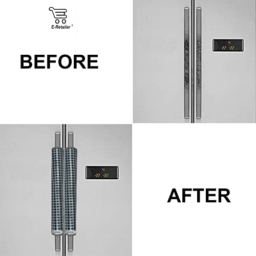 E-Retailer® Waterproof PVC 3-Layered Fridge Handle Cover Set of 2Pcs. For Refrigerator and Microwave oven (Color-Black Checks, Size-12x6 Inches) - Image 5