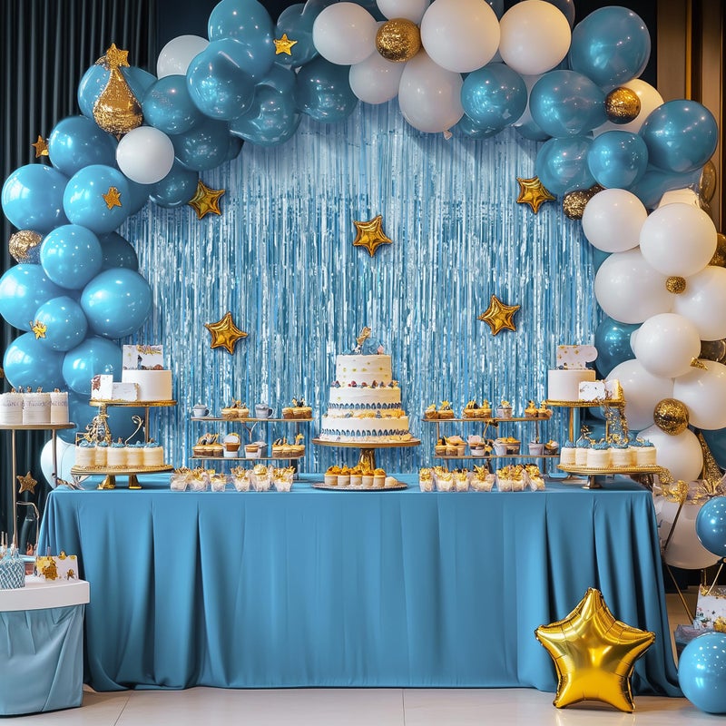 Watch Me Fly 2 Pack Light Blue Fringe Backdrop, 3.2x8.2ft Shining Foil Tinsel Curtains, Birthday Party Decorations Door Streamers for Halloween, Christmas, Wedding, Graduation, Holiday, Theme Events - Image 5