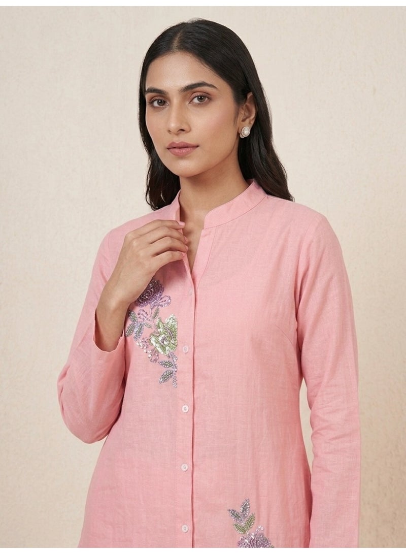 Lucky Kids Women's Pink Botanical Embroidered 100% Cotton Co-ord Set - Image 3