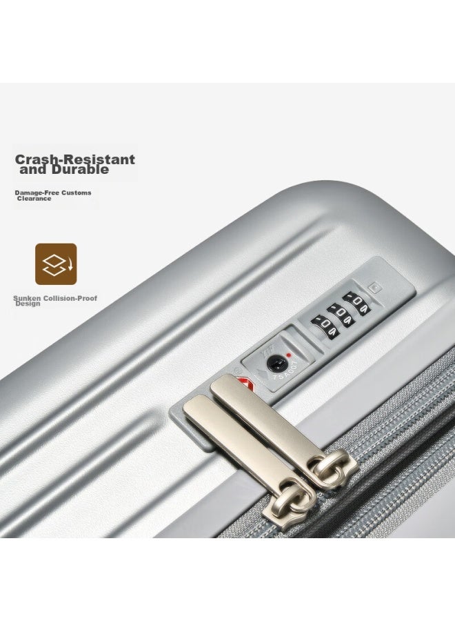 OIWAS Aihua Luggage Suitcase For Men And Women, Large Capacity Travel Case, 28-inch, 360-degree Wheels, Password Lock, Expandable, Space Silver - Image 4