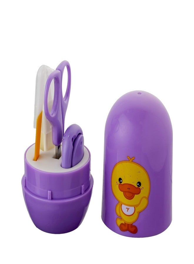 NVS KIDS Baby 4-in-1 Nail Grooming Kit, BPA-Free Safety, Compact Portable Case, Includes Cutter, Tweezer, Filer & Scissors, Purple - Image 1