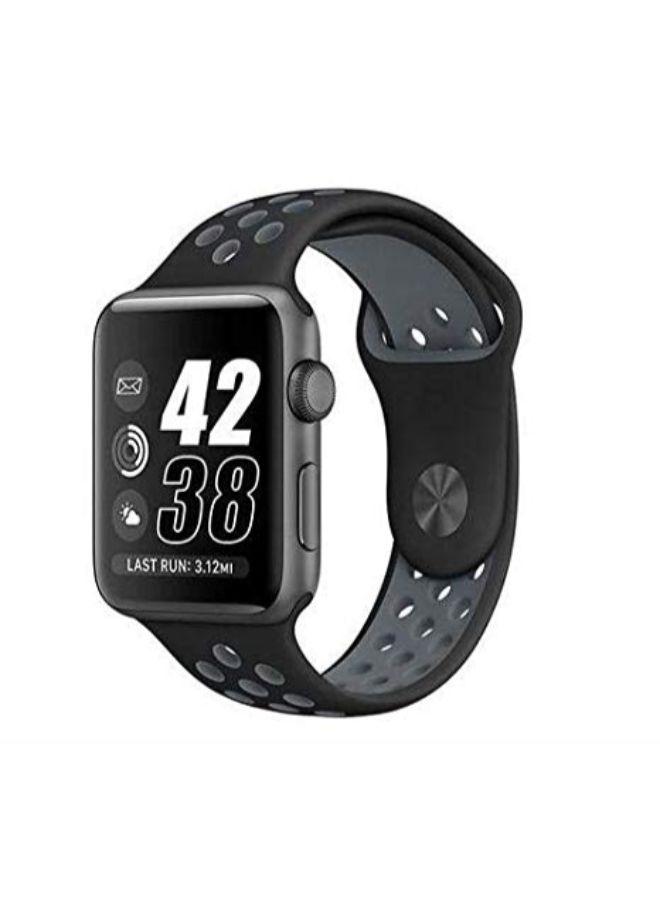 NIBEMINENT Breathable with holes sport silicone watch Band For Smart Watch 42mm Bracelet Strap Gray - Image 2