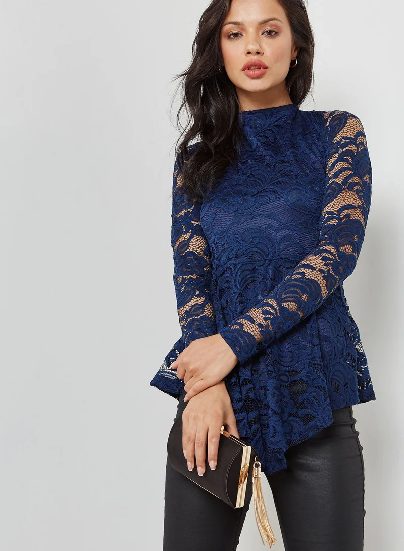 QUIZ Lace Peplum Top