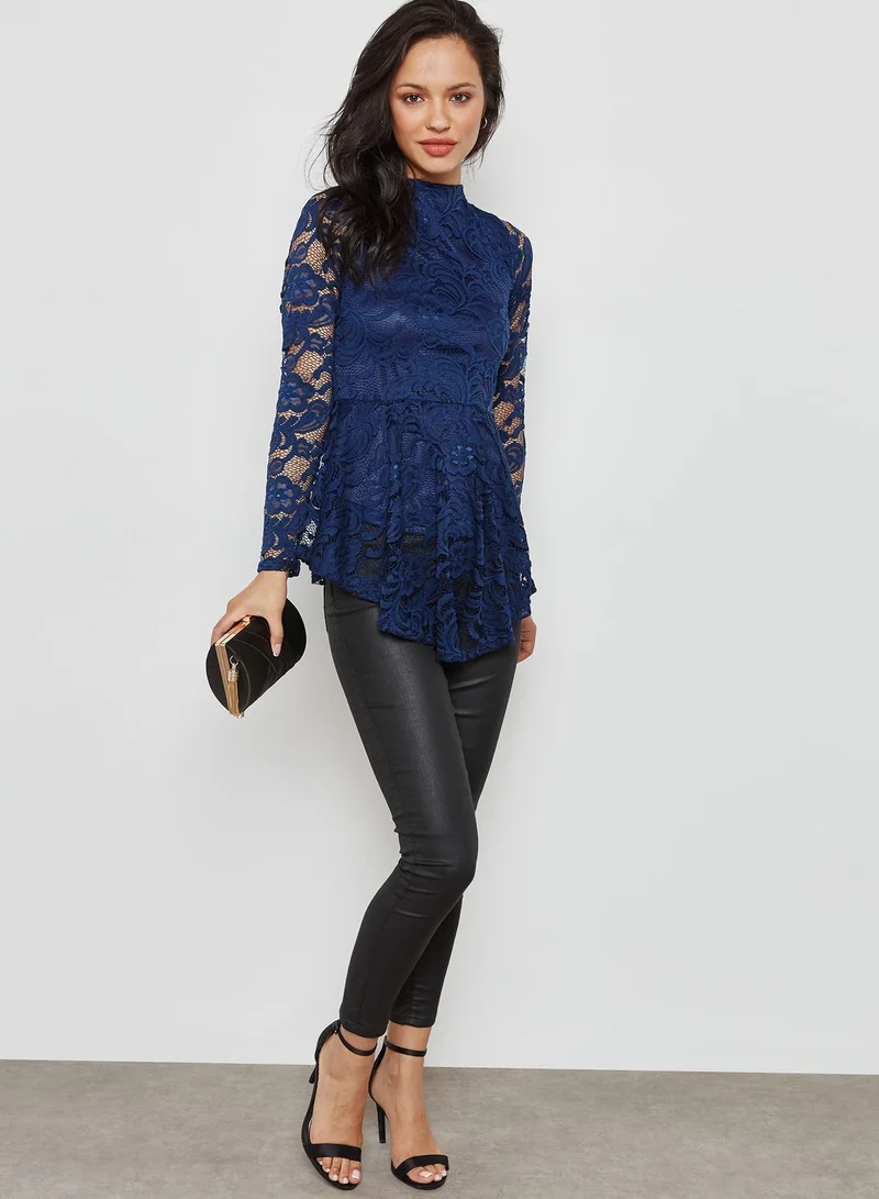 QUIZ Lace Peplum Top