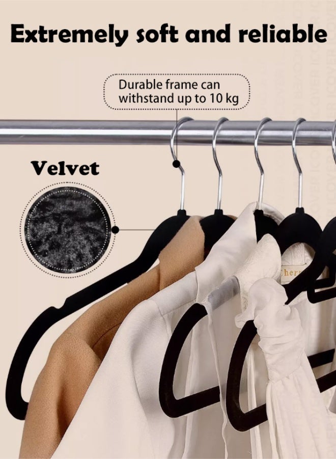 PHISMA 30 pcs Flocking Hangers, Wet and Dry Non Slip Durable Clothes Hangers, Space Saving Lightweight Hanger with Good Bearing Capacity，Black - Image 2