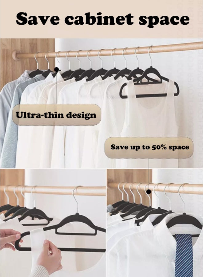 PHISMA 30 pcs Flocking Hangers, Wet and Dry Non Slip Durable Clothes Hangers, Space Saving Lightweight Hanger with Good Bearing Capacity，Black - Image 5