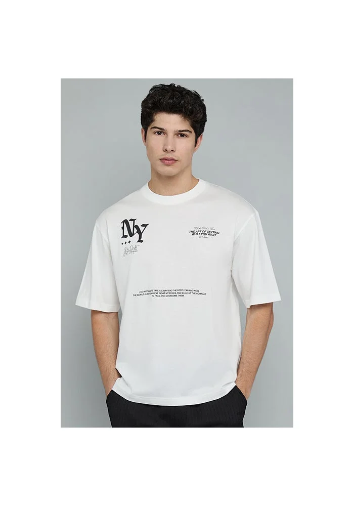 R&b Printed T-Shirt with Crew Neck and Short Sleeves