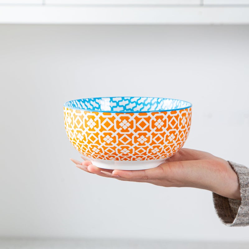 Cerkik Ceramic Soup Bowls Set - 23 Oz Deep Cereal Bowl for kitchen - 6 Inch Porcelain Salad Bowl for Pasta  Dessert  Ramen - Microwave Dishwasher Safe - Set of 6 - Assorted Colors - Image 2