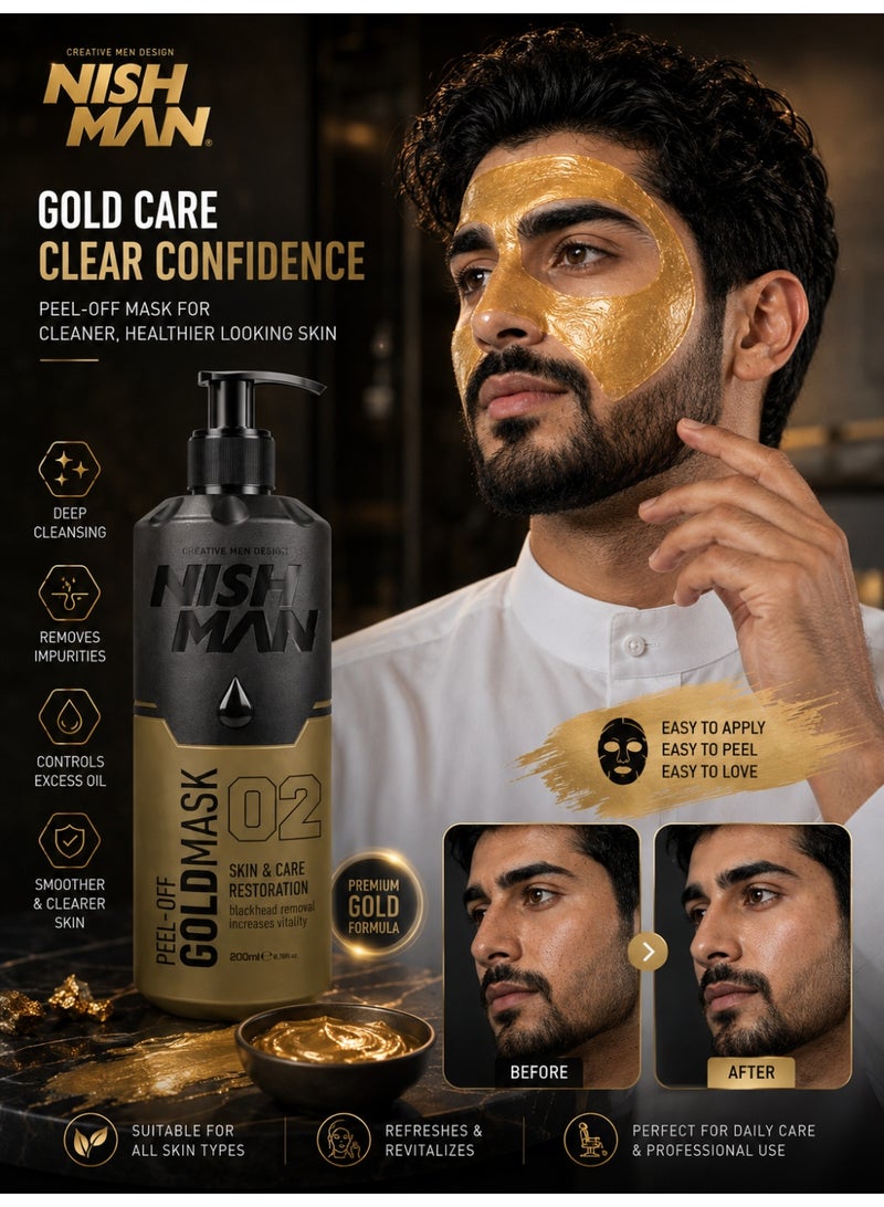 NISHMAN Gold Peel-Off Mask With Pump- 200ml - Image 2