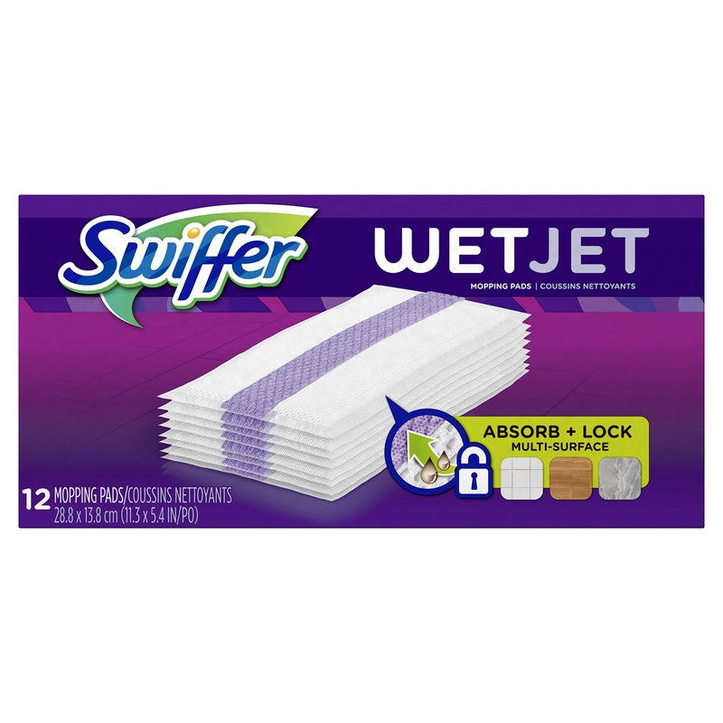 Swiffer WetJet Hardwood Floor Cleaner, Spray Mop Pad Refill, Multi Surface, 12 Count (Packaging May Vary) - Image 1