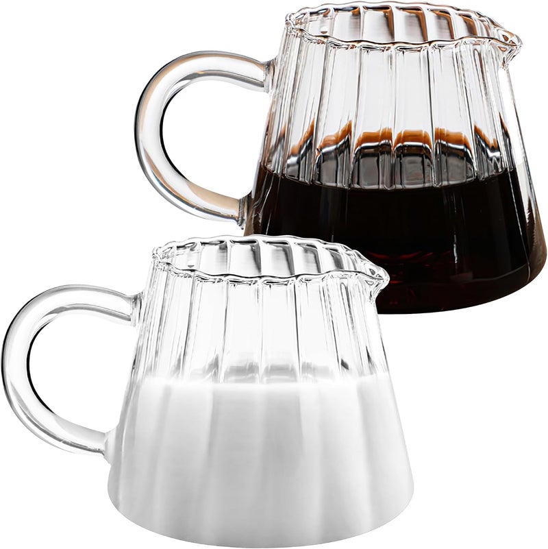 Small Glass Pitcher, Elegant Wave Shaped Creamer Jug, Milk Creamer Pitcher with Handle, Creative Milk Frothing Coffee Cup for Kitchen, 150 ml - Image 1