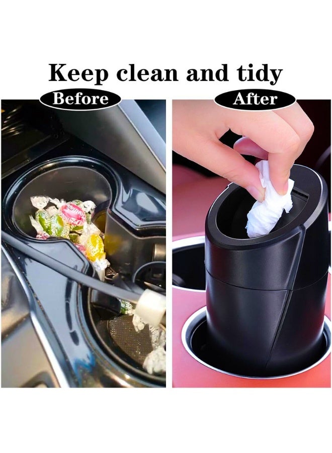 Chase Up Car Trash Can Bin with Lid, 2 Packs Car Garbage Cans Cup Holder, Mini Leakproof Vehicle Trash Garbage Can Bin with 40pcs Trash Bags-Car Organizers and Storage for Front Back Seat Accessories (Black) - Image 3