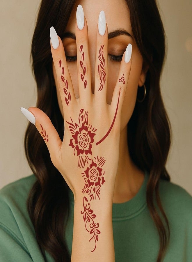VANVATI Combo Mehndi Stencil Sticker For Women With Flower Vines For Festive - Image 4