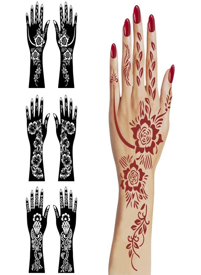 VANVATI Combo Mehndi Stencil Sticker For Women With Flower Vines For Festive - Image 2