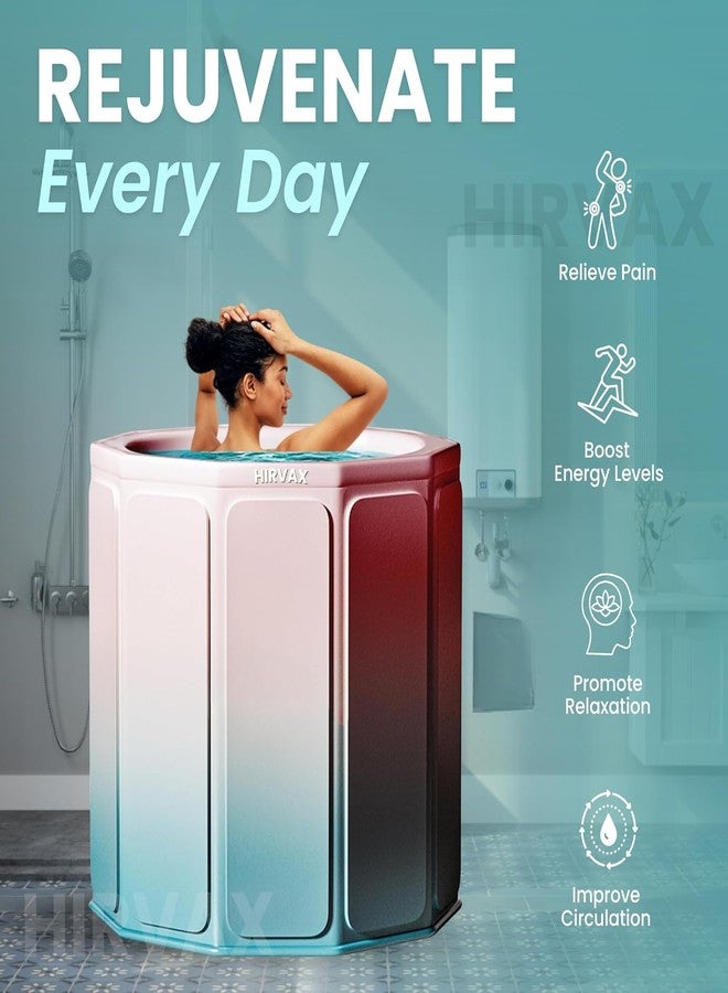 HIRVAX Portable BathTub for Suitable All Ages | Foldable Multi-Layered Ice Bath with Cover | PVC Leakproof Bath Tub with Drain-pipe | Cold Water Therapy for Athlete Recovery | (1) (Standard) - Image 3