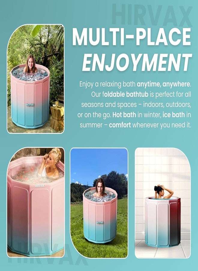 HIRVAX Portable BathTub for Suitable All Ages | Foldable Multi-Layered Ice Bath with Cover | PVC Leakproof Bath Tub with Drain-pipe | Cold Water Therapy for Athlete Recovery | (1) (Standard) - Image 4