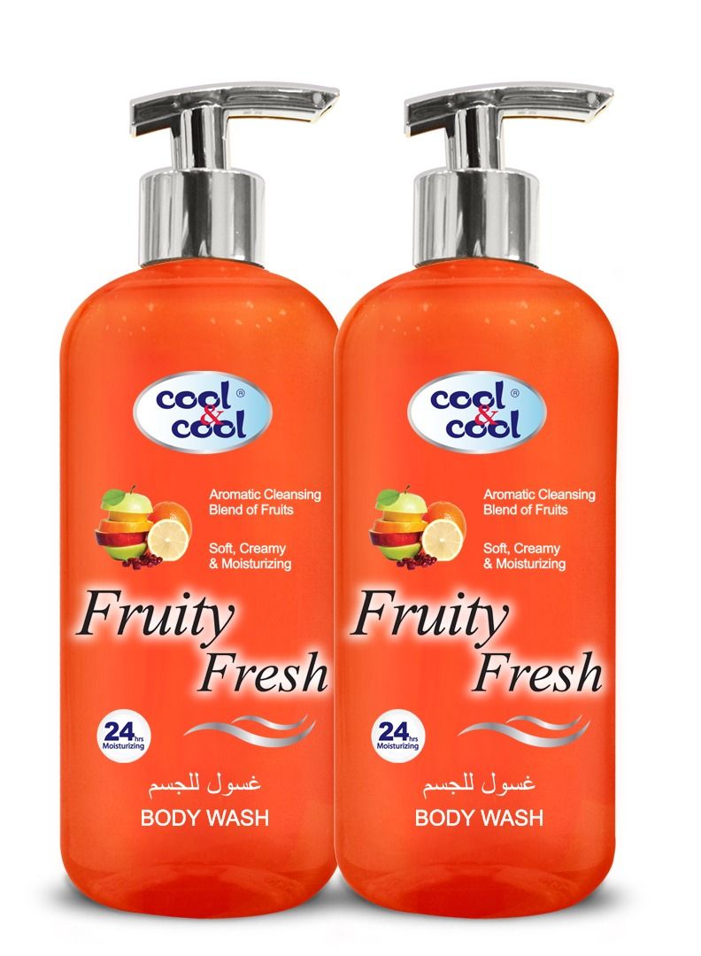 Cool & Cool Cool & Cool Fruity Fresh Body Wash With Hand Pump 500ML (Pack of 2) - Refreshing Blends of Fruits, Aromatic, Vitamin- E,Soft Creamy & 24-Hour Moisturizing, Suitable for All Skin Types - Image 1