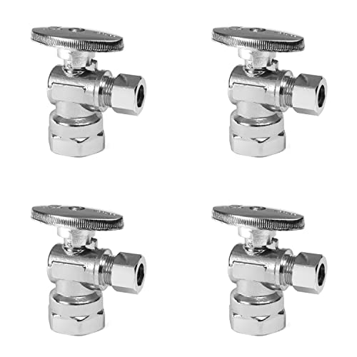 EFIELD Pack of 4 EFIELD 12 FIP Iron Pipe x 38 Compression Chrome 14Turn Angle Stop Water Shutoff Valve Chrome PlatedVALVE0544PCS - Image 1