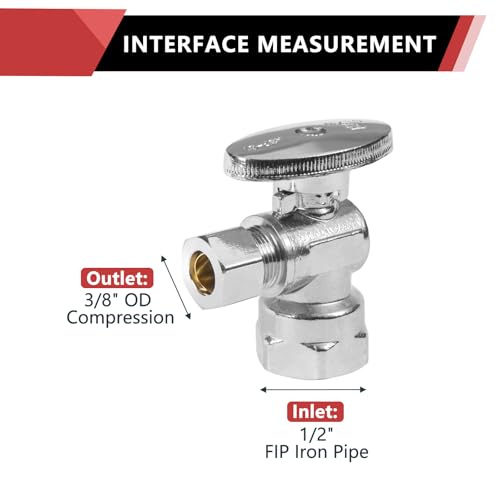 EFIELD Pack of 4 EFIELD 12 FIP Iron Pipe x 38 Compression Chrome 14Turn Angle Stop Water Shutoff Valve Chrome PlatedVALVE0544PCS - Image 3