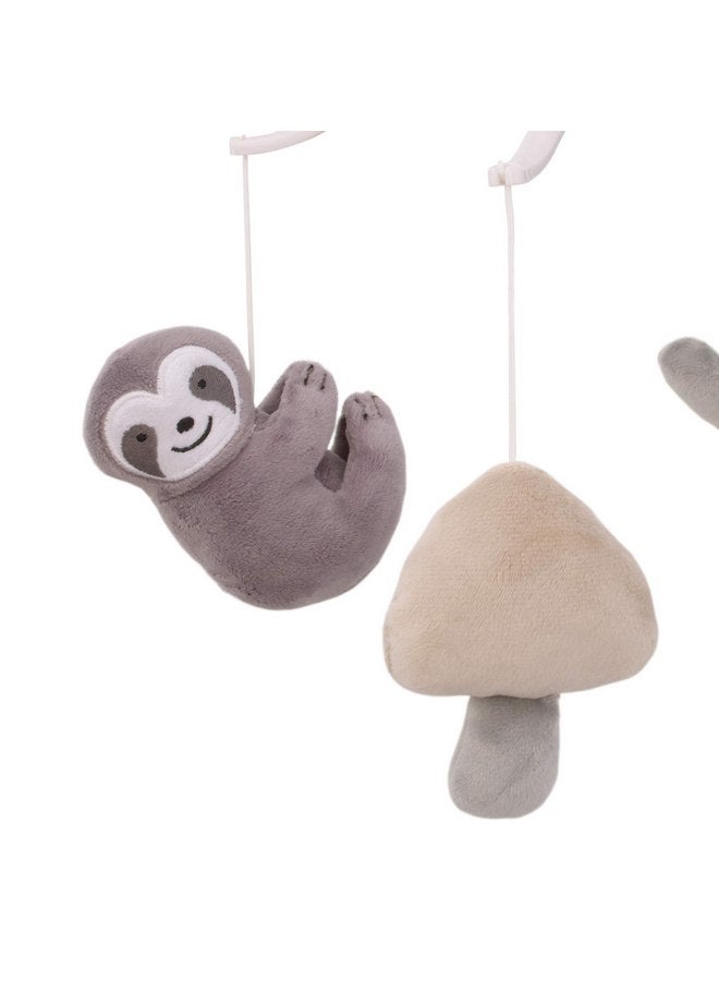 NoJo Little Love Sloth Let's Hang Out Grey and White Musical Mobile with Sloths, Mushrooms and Trees - Image 3