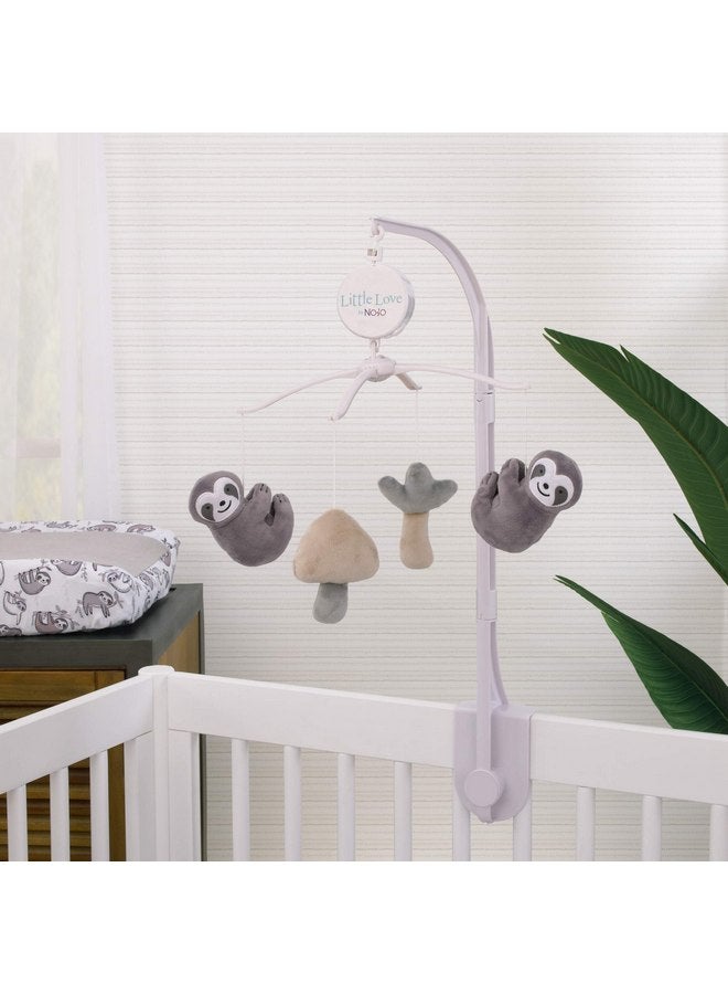 NoJo Little Love Sloth Let's Hang Out Grey and White Musical Mobile with Sloths, Mushrooms and Trees - Image 2