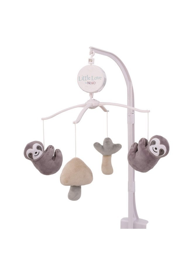 NoJo Little Love Sloth Let's Hang Out Grey and White Musical Mobile with Sloths, Mushrooms and Trees - Image 1