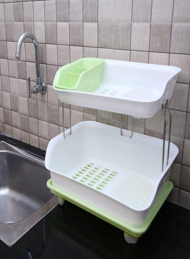 Vruta Kitchen Dish Drainer Rack Plastic - 2 Layer Kitchen Organizer Sink Dish - Cutlery Drying Organizer Drainer Drying Kitchen Storage Rack & Washing Holder Basket - Image 2