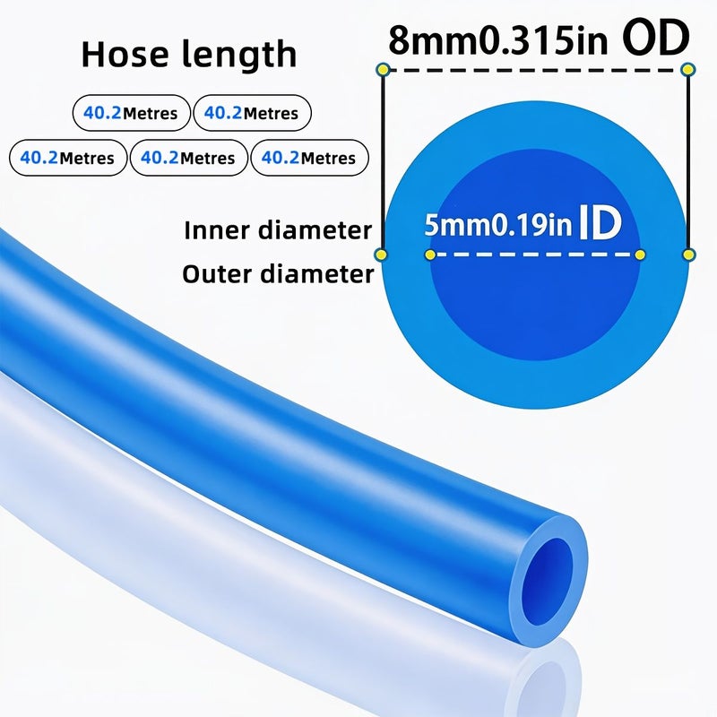 Air Compressor Hose 1582.68 Inch 8x5mm with Quick Connect Coupler European 3 in 1 Fittings - Image 3