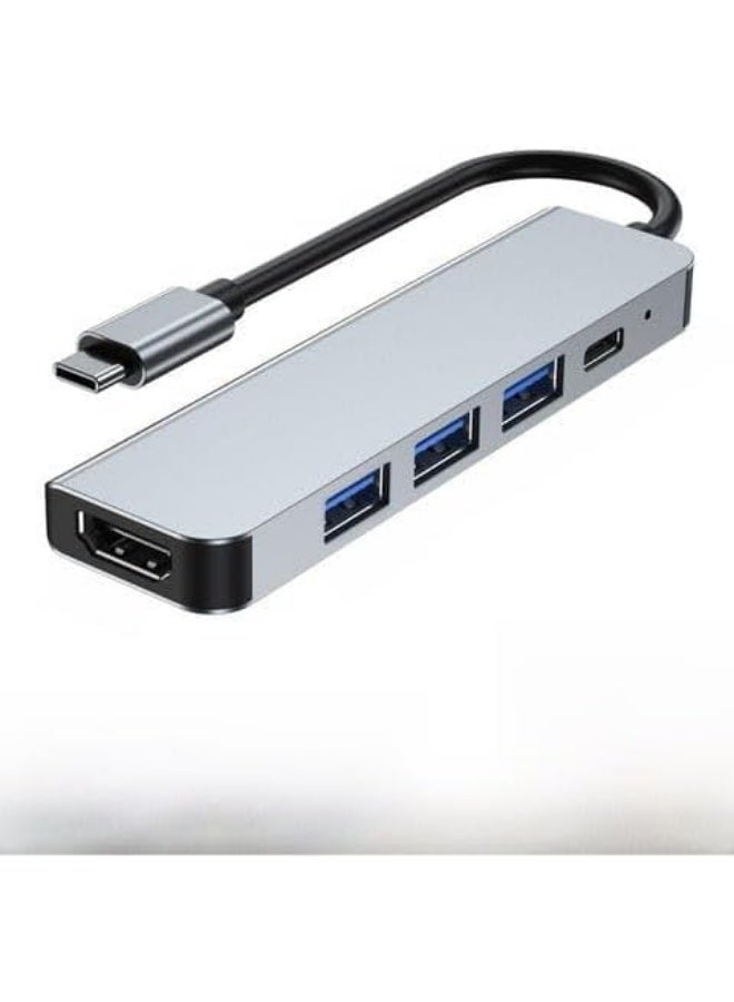 5-in-1 USB C Hub with 4K HDMI, 55W PD Fast Charging, 1 USB 3.0 Port, and 2 USB 2.0 Ports – Multi-Port Type-C Hub Compatible with All Devices - Image 1