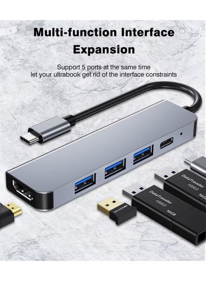 5-in-1 USB C Hub with 4K HDMI, 55W PD Fast Charging, 1 USB 3.0 Port, and 2 USB 2.0 Ports – Multi-Port Type-C Hub Compatible with All Devices - Image 5
