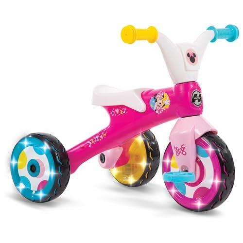Huffy Disney Minnie Mouse Light Up Kids Trike Ideal for Ages 3 Minnie Mouse Graphics Colorful and Playful Design Simple Coaster Brake Sturdy and Durable Safe for Toddlers Girls - Image 1
