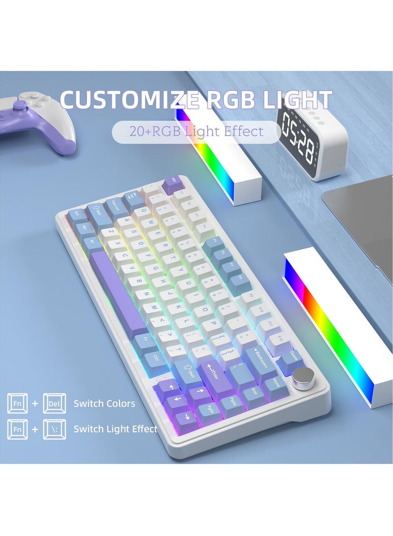 هجوم القرش لوحة مفاتيح ميكانيكية ثلاثية الوضعيات X85 مع مفاتيح قابلة للتبديل، زر CNC، ووسادة من 5 طبقات، إضاءة خلفية RGB - Image 5