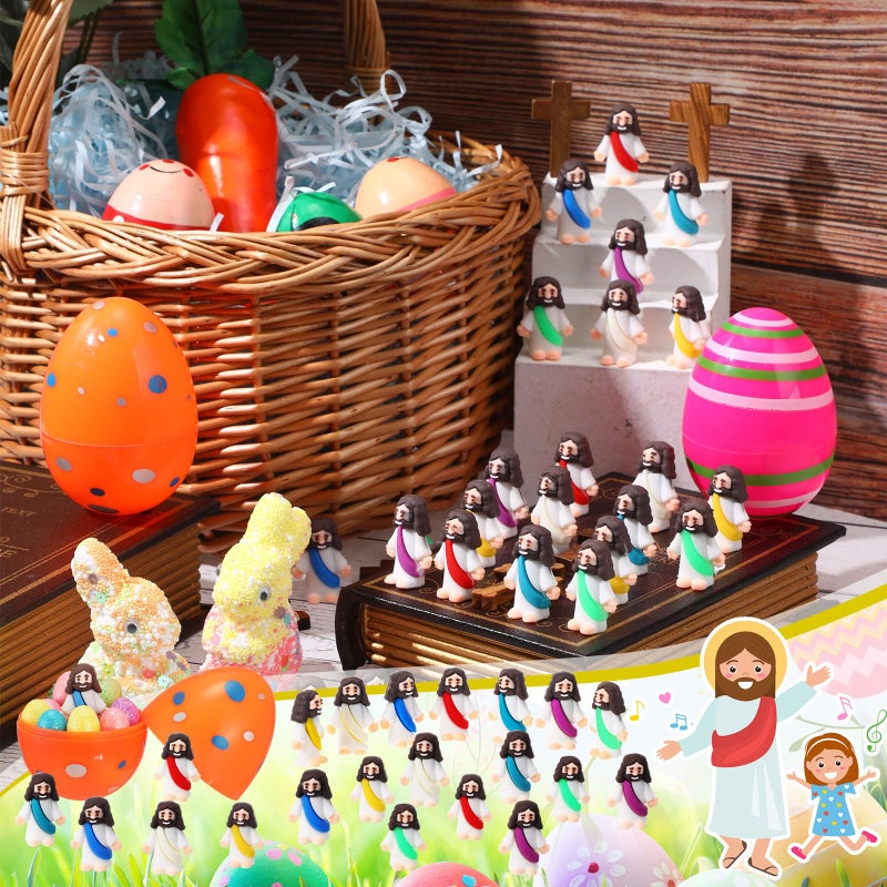Bememo 25 Pcs Little Jesus Figures Original Design Mini Rubber Jesus Toys to Hide and Seek Religious Party Favors Sunday School Baptism Gifts(Multicolor) - Image 4