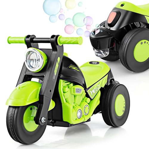 OLAKIDS Ride on Push Car FoottoFloor Sliding Car for Toddlers Kids Motorcycle with Bubble Maker Music 3 Wheels Ride on Toys Gift for Boys Girls Aged 35 Years Green - Image 1