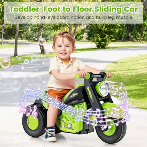 OLAKIDS Ride on Push Car FoottoFloor Sliding Car for Toddlers Kids Motorcycle with Bubble Maker Music 3 Wheels Ride on Toys Gift for Boys Girls Aged 35 Years Green - Image 5