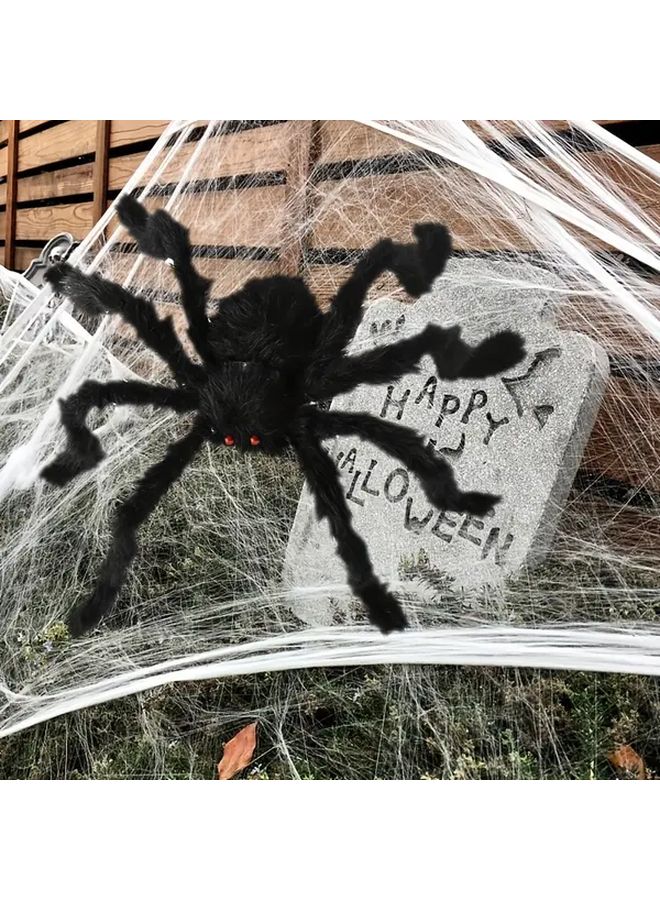 Large Halloween Spider Decoration 29 53 Inch Realistic Black Indoor Outdoor Decor - Image 2
