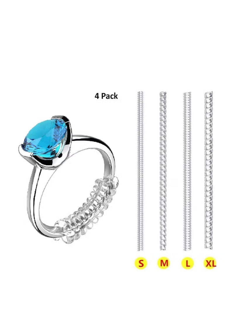 Ring Size Adjuster Set – Transparent Silicone Ring Size Adjuster 4 Pieces with Different Sizes – Multicolor