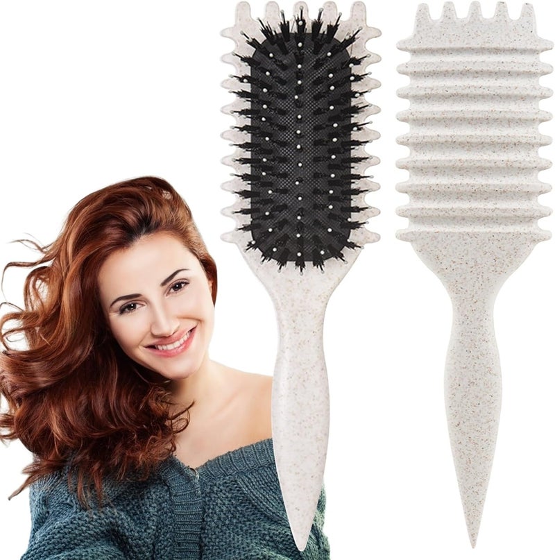 UVZNUMG 1 PCS Curly Hair Brush, Curl Defining Brush, Curly Hair to Reduce Pulling (Beige) - Image 1