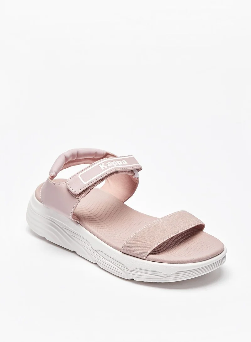 Kappa Women's Logo Print Strap Sandals with Hook and Loop Closure