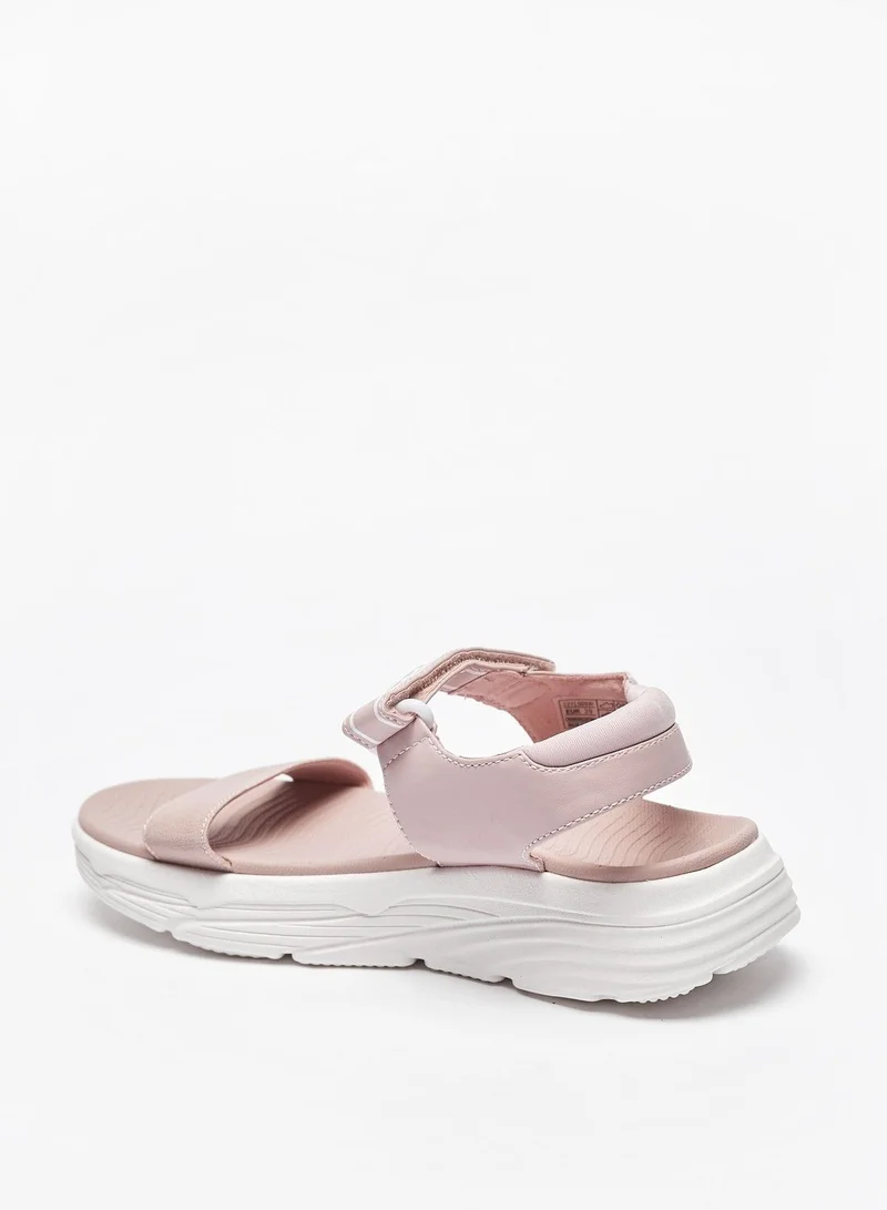 Kappa Women's Logo Print Strap Sandals with Hook and Loop Closure