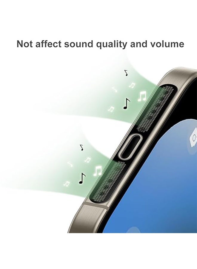 6PCS Mobile Phone Speaker Dust Cover & Dust Cover Protective Cover for iPhone 16/16 Pro/16 Pro Max/iPhone 15/15 Pro/Pro Max – Black - Image 4