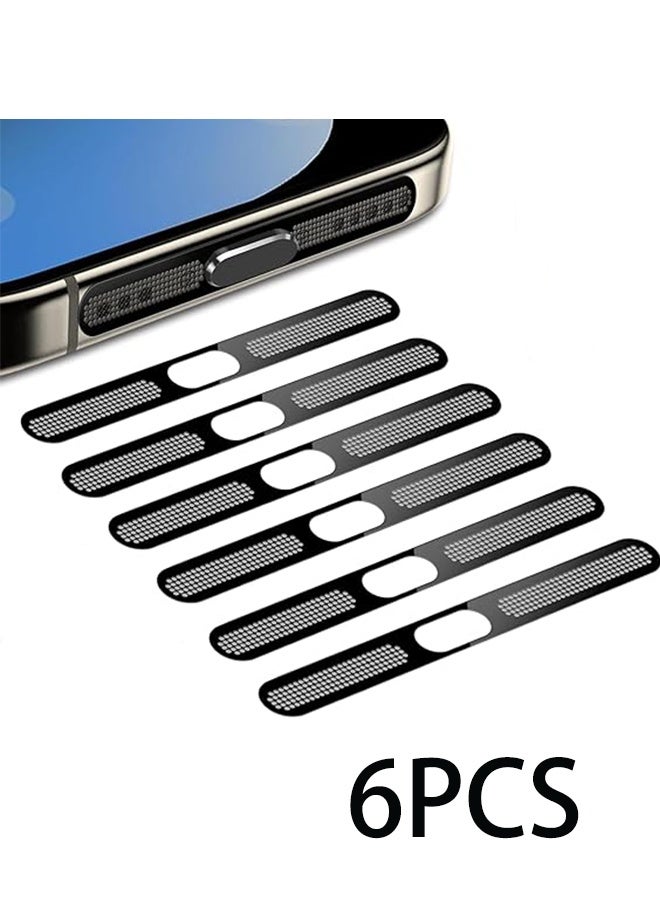 6PCS Mobile Phone Speaker Dust Cover & Dust Cover Protective Cover for iPhone 16/16 Pro/16 Pro Max/iPhone 15/15 Pro/Pro Max – Black - Image 1