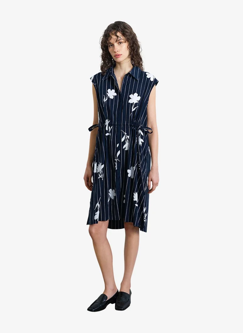 Women's Navy/Linen White Cambria Cot Slvles Drwstr Dress