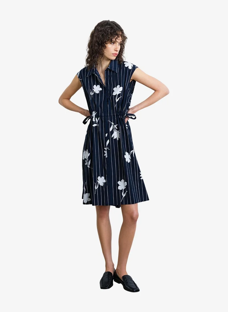 French Connection  Women's Navy/Linen White Cambria Cot Slvles Drwstr Dress for Women | Best Price UAE