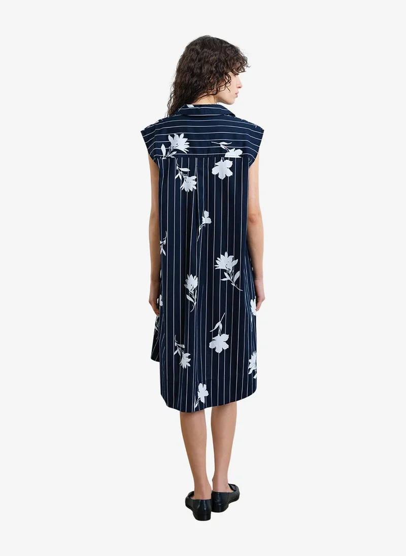 French Connection  Women's Navy/Linen White Cambria Cot Slvles Drwstr Dress for Women | Best Price UAE