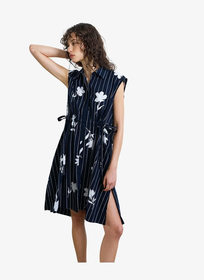 French Connection  Women's Navy/Linen White Cambria Cot Slvles Drwstr Dress for Women | Best Price UAE